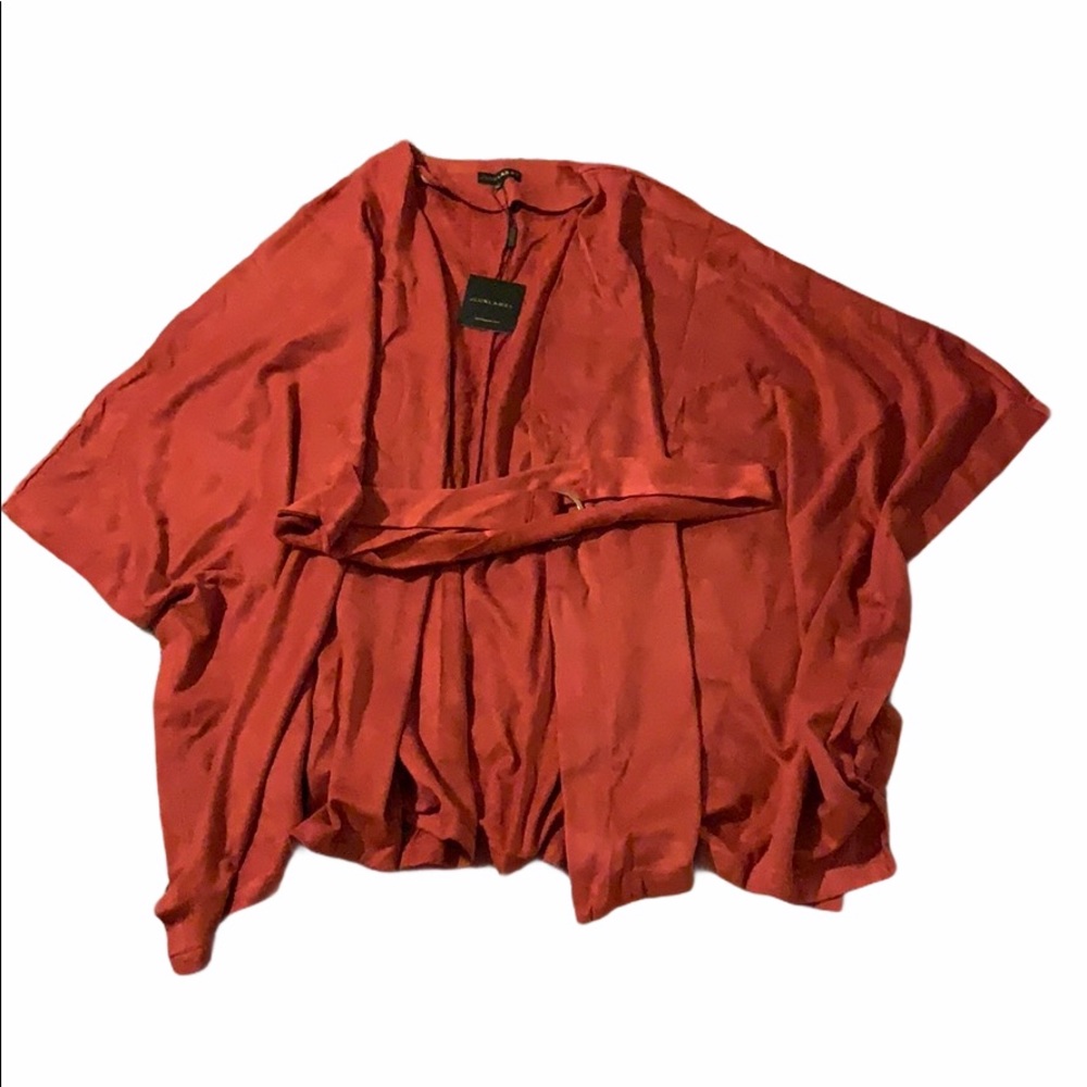 NWT JLUXLABEL Red Clay Suede Belted Cape